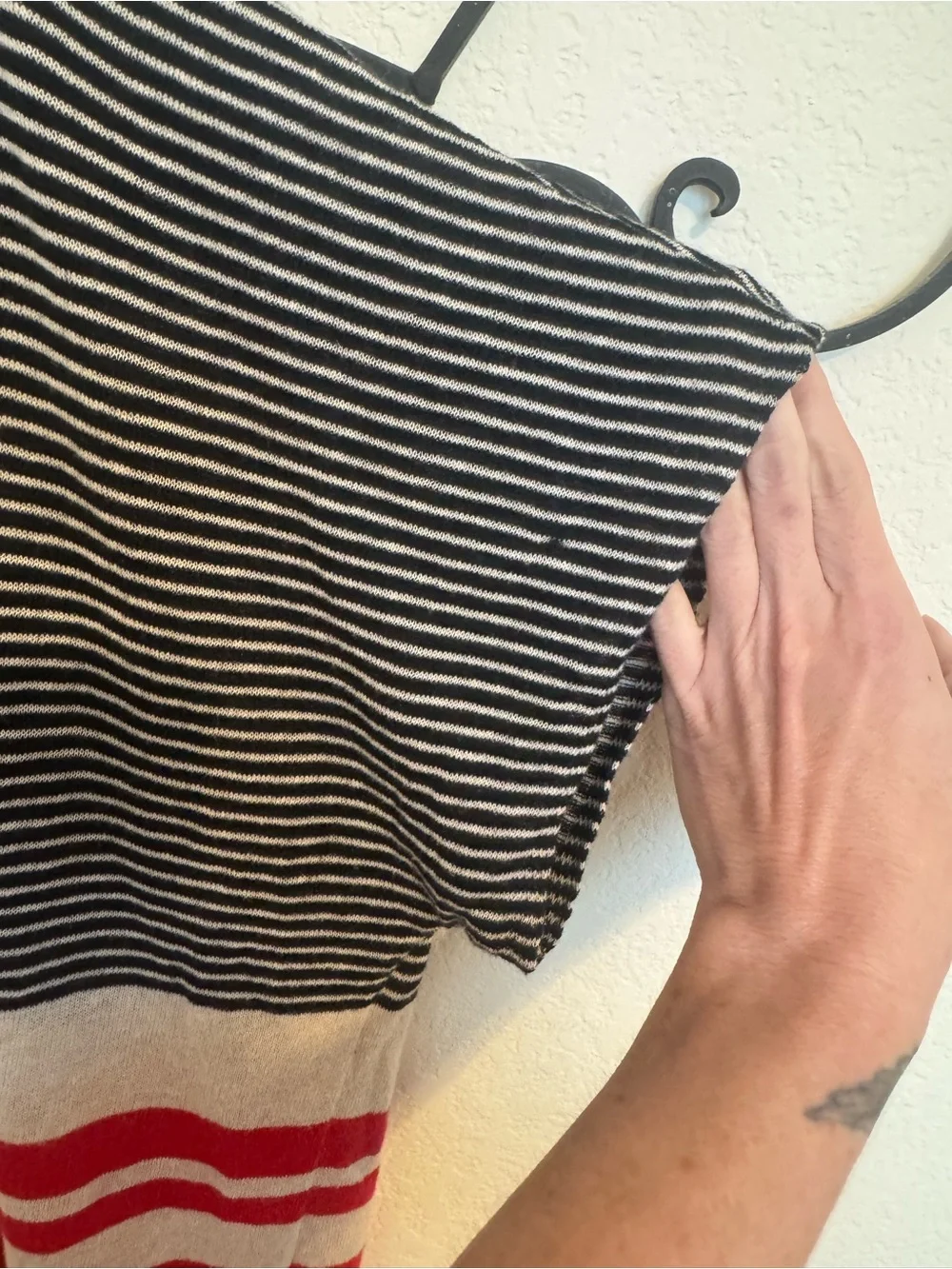 Striped Open Front Short Sleeve Cardigan - Picture 5 of 8